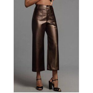 Anthropologie Maeve The Colette Faux Leather Wide Leg Pants Brown 29P